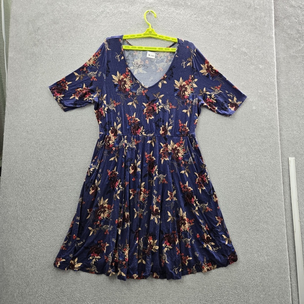 Torrid Women Dress‎ 2 Blue Floral Fit & Flare Super Soft Casual Dress